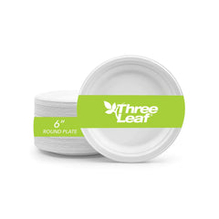 100% Biodegradable Bagasse Plates – 6” Round, 50 Pack
