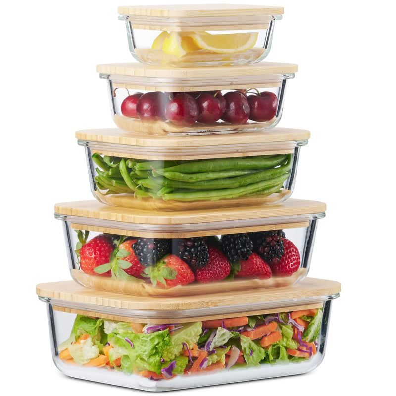 Glass Food Storage Containers with Bamboo Lids